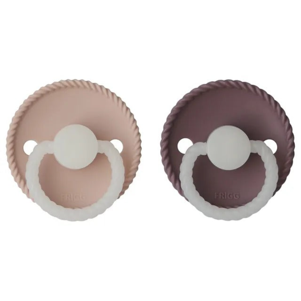 Frigg - Rope Silicone Pacifier 6-18M 2-Pack S2 - Twilight Mauve - Blush Night