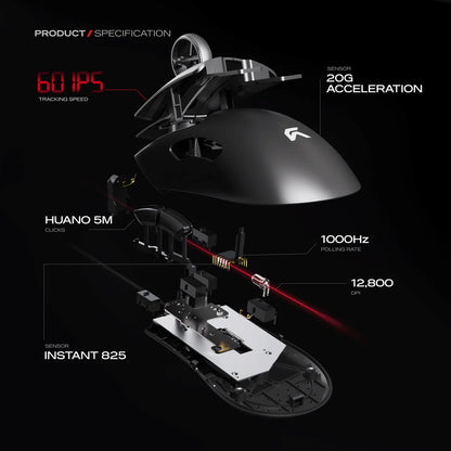 Cybeart Ghost - 49g Ultra-light Wired Gaming Mouse - Black