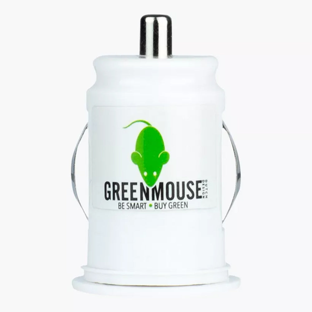 Green Mouse Dual USB A Car Charger - White