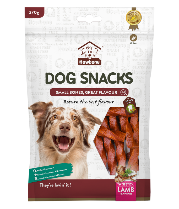 Howbone Dog Snack Twist Stick Lamb Flavour 270gm