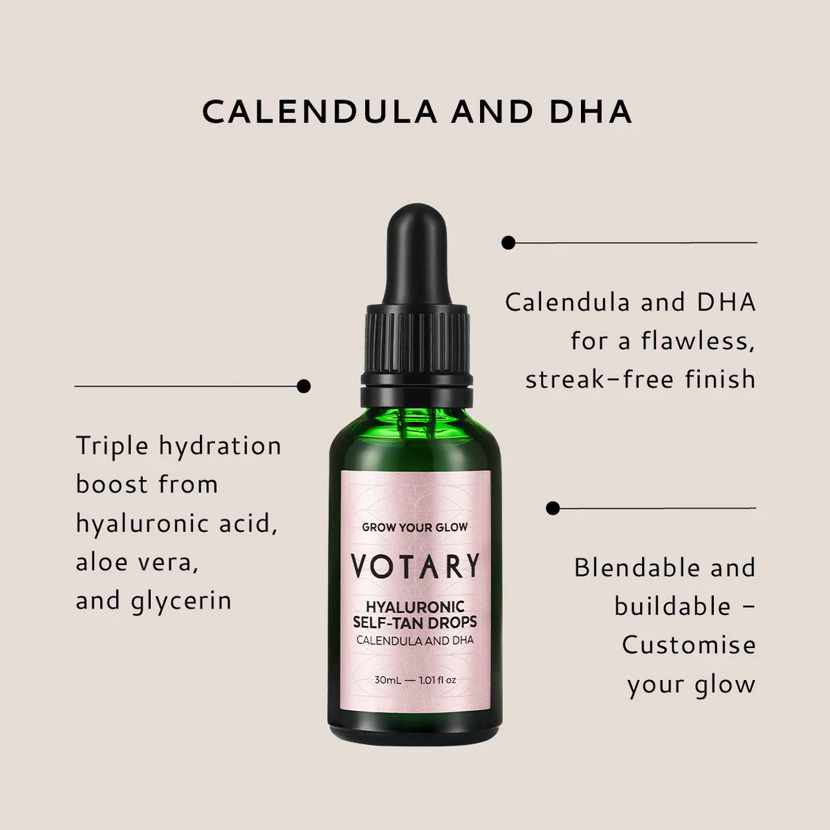 Grow your glow Votary Hyaluronic Self-Tan Drops 15ml