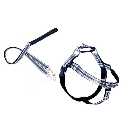 2 Hounds Design Reflective Freedom No Pull Dog Harness and Leash Nylon, Swiss Velvet & SS - Black