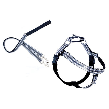 2 Hounds Design Reflective Freedom No Pull Dog Harness and Leash Nylon, Swiss Velvet & SS - Black