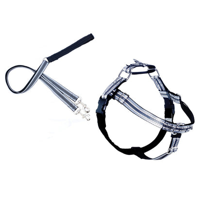 2 Hounds Design Reflective Freedom No Pull Dog Harness and Leash Nylon, Swiss Velvet & SS - Black