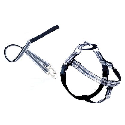 2 Hounds Design Reflective Freedom No Pull Dog Harness and Leash Nylon, Swiss Velvet & SS - Black
