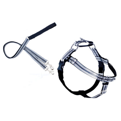 2 Hounds Design Reflective Freedom No Pull Dog Harness and Leash Nylon, Swiss Velvet & SS - Black