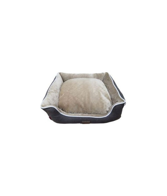 Catry Pet Cushion Luxury Velvet Black & Beige LWH 50x40x14cm