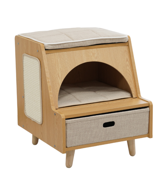 Catry Bedside Box Cat House with Scratcher