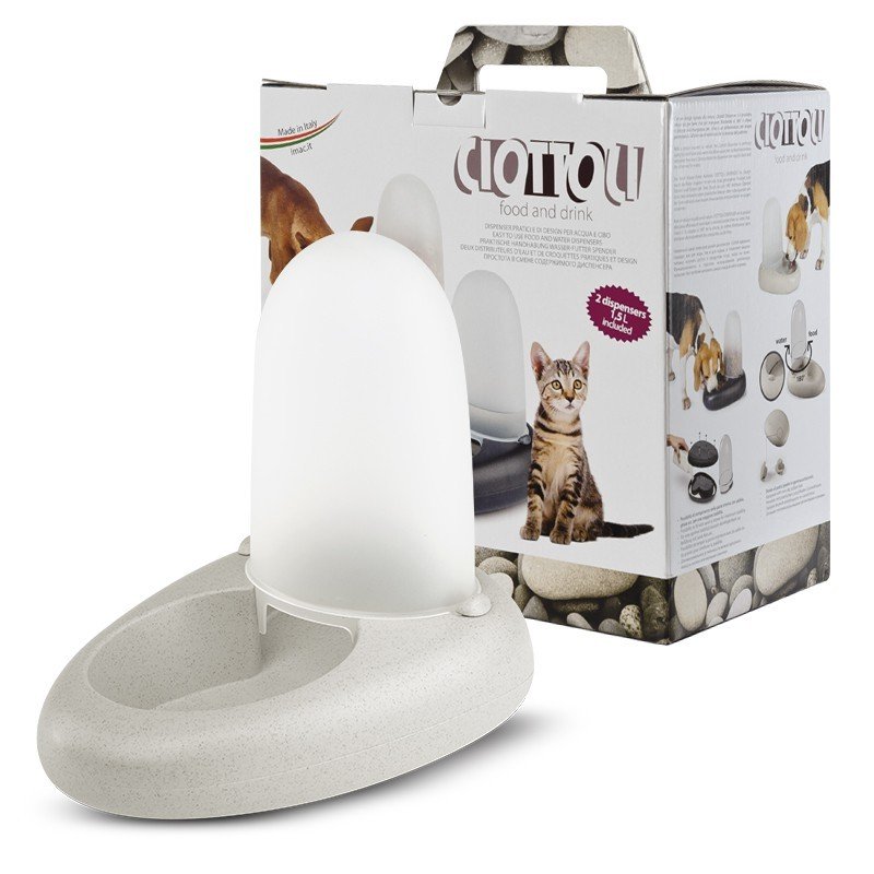 IMAC Pet Food & Water Dispenser 1.5 L Kit Ciottoli 2 In 1 Feeder Beige