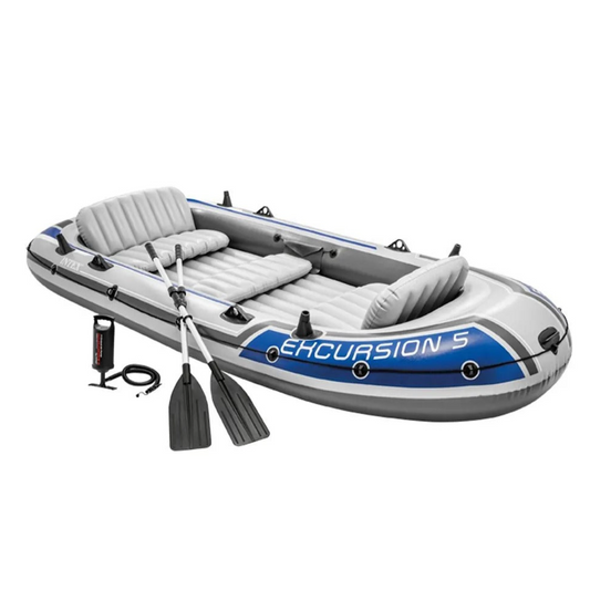 Intex - Excurstion 5 Boat Set - Grey And Blue