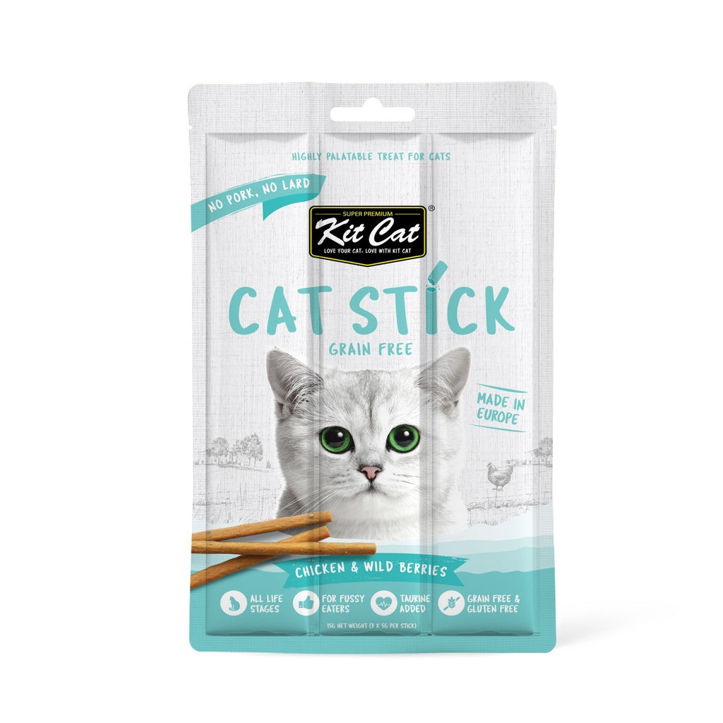 Kit Cat Grain Free Cat Stick Chicken & Wild Berries Cat Treat 15gm