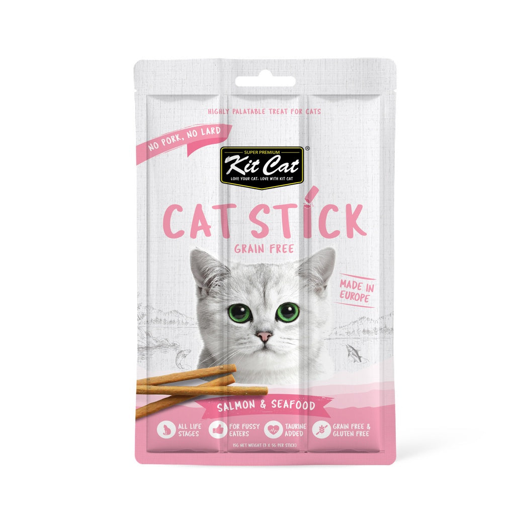 Kit Cat Grain Free Cat Stick Salmon & Seafood Cat Treats 15gm