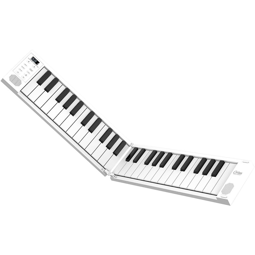 Carry-On 49 Keys Folding Piano with Touch Sensivity & Pads, Midi Over Bluetooth - White Color (Free Software Included)