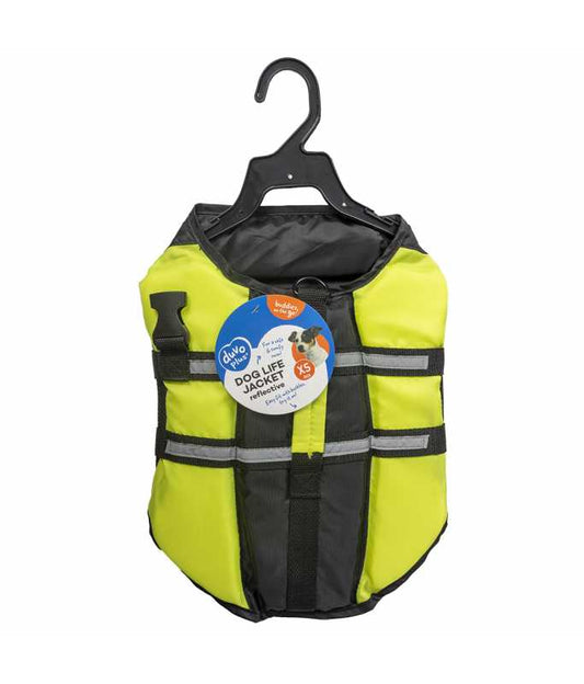 Duvo+ Dog Life Jacket Hi Vis Marine Black / Yellow XS 30cm