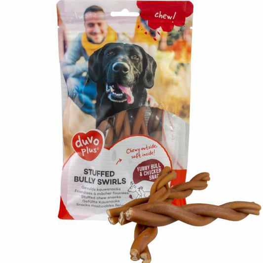 Duvo+ Chew Stuffed Bully Swirls Brown 7pcs 15cm / 231gm