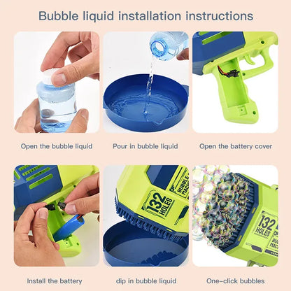 Little Story - 132 Holes Bubble Machine Gun with Light