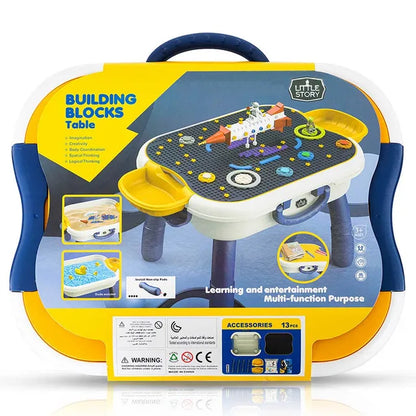 Little Story 4 In 1 Block Activity Table with Blocks - Blue
