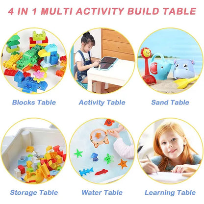 Little Story - 4 In 1 Activity And Block Table With 50 Blocks - Large