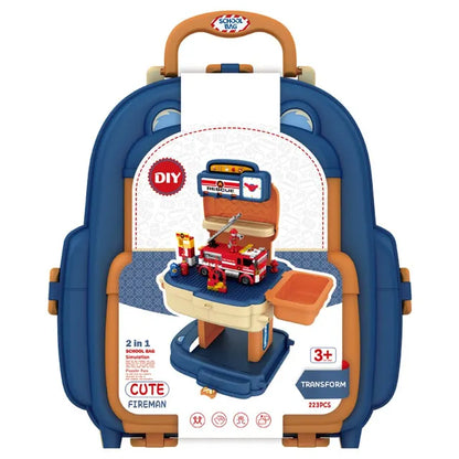 Little Story - Fire Station with Fire Truck & Block Toy Set 223pcs