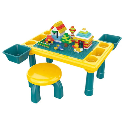 Little Story - Blocks 4 In 1 Activity Table With Stool - Green