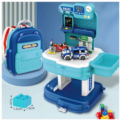 Little Story - Police Station with Police Car & Block Toy Set 219pcs