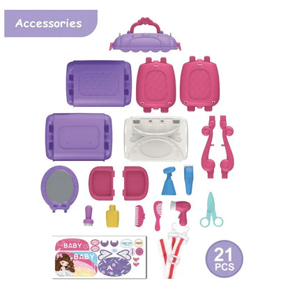 Little Story - Role Play Beautician Toy Set Satchel 21pcs - Purple