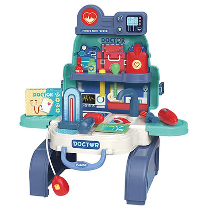 Little Story - Role Play Clinic Toy Set School Bag 23pcs - Blue