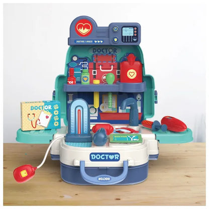 Little Story - Role Play Clinic Toy Set School Bag 23pcs - Blue