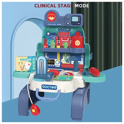 Little Story - Role Play Clinic Toy Set School Bag 23pcs - Blue
