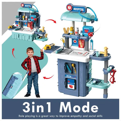 Little Story - Role Play Doctor Toy Set Luggage Case 38pcs - Blue