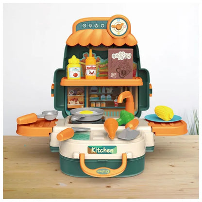 Little Story - Role Play Kitchen Toy Set School Bag 21pcs - Green