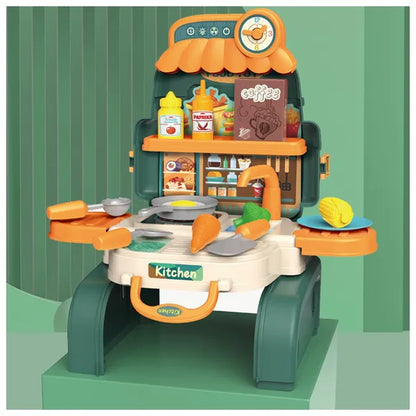 Little Story - Role Play Kitchen Toy Set School Bag 21pcs - Green