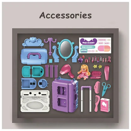 Little Story - Role Play Salon Toy Set Luggage Case 39pcs - Purple