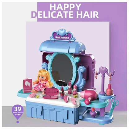 Little Story - Role Play Salon Toy Set Luggage Case 39pcs - Purple