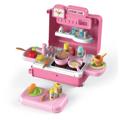 Little Story - Role Play Chef Toy Set Luggage Case 41pcs - Pink