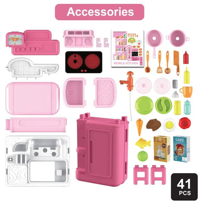 Little Story - Role Play Chef Toy Set Luggage Case 41pcs - Pink