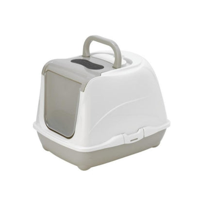 Moderna Flip Cat Litter Tray Box for Cats and Kittens 50cm, Warm Grey 1 Count