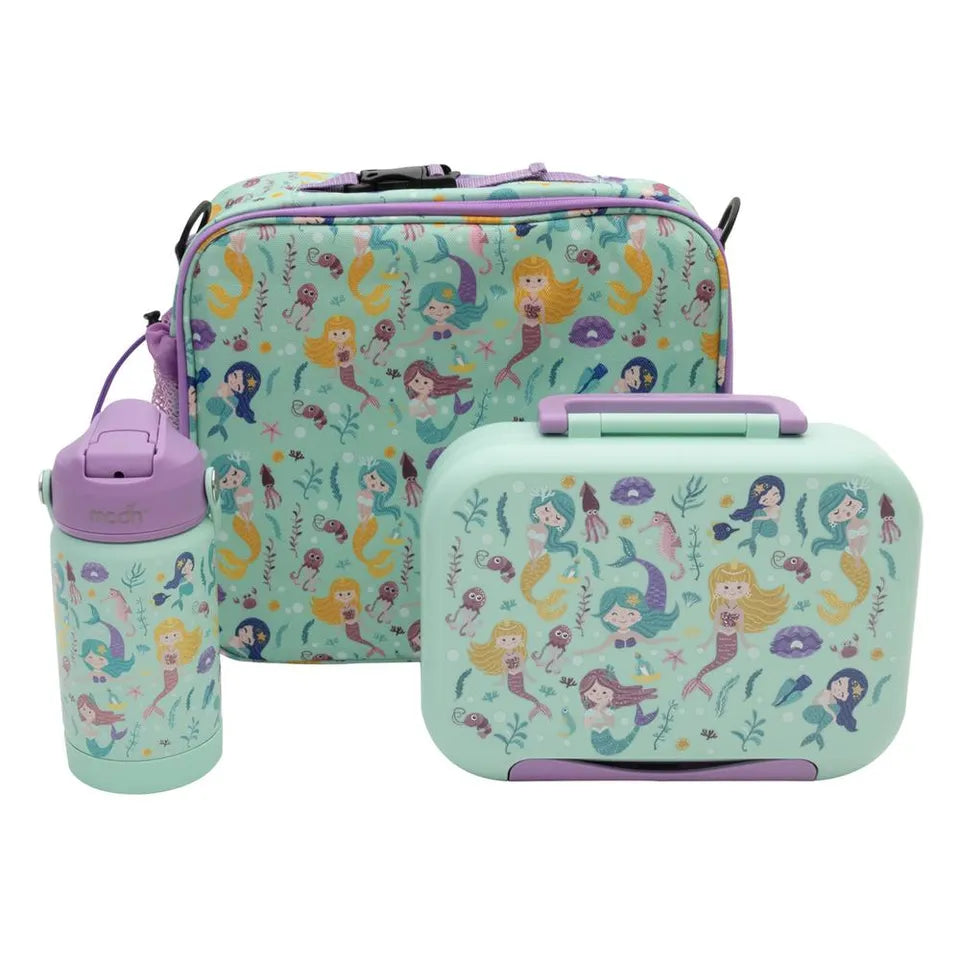 Moon - Kids Lunch Box Set With Insulated Bottle & Carry Bag With Strap - Mermaid