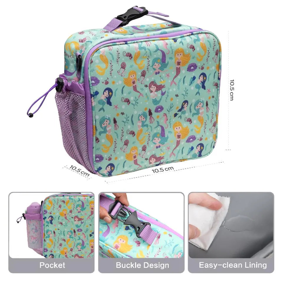 Moon - Kids Lunch Box Set With Insulated Bottle & Carry Bag With Strap - Mermaid