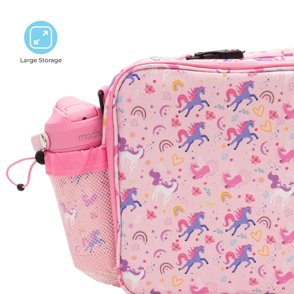 Moon - Kids Lunch Box Set With Insulated Bottle & Carry Bag With Strap - Unicorn