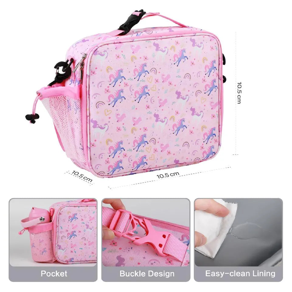 Moon - Kids Lunch Box Set With Insulated Bottle & Carry Bag With Strap - Unicorn