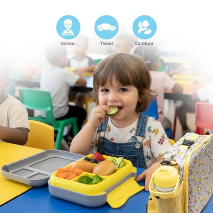 Moon - Kids Lunch Box Set With Insulated Bottle & Carry Bag With Strap - Vehicle