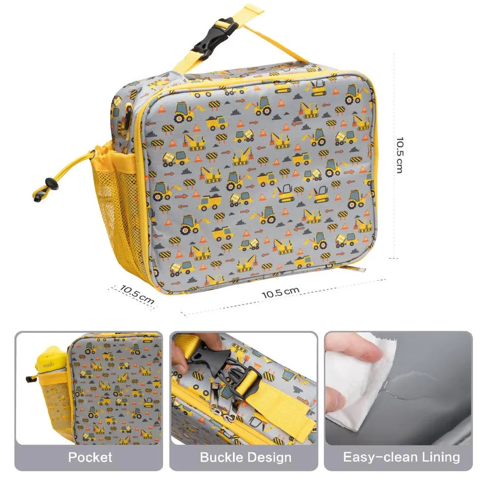 Moon - Kids Lunch Box Set With Insulated Bottle & Carry Bag With Strap - Vehicle