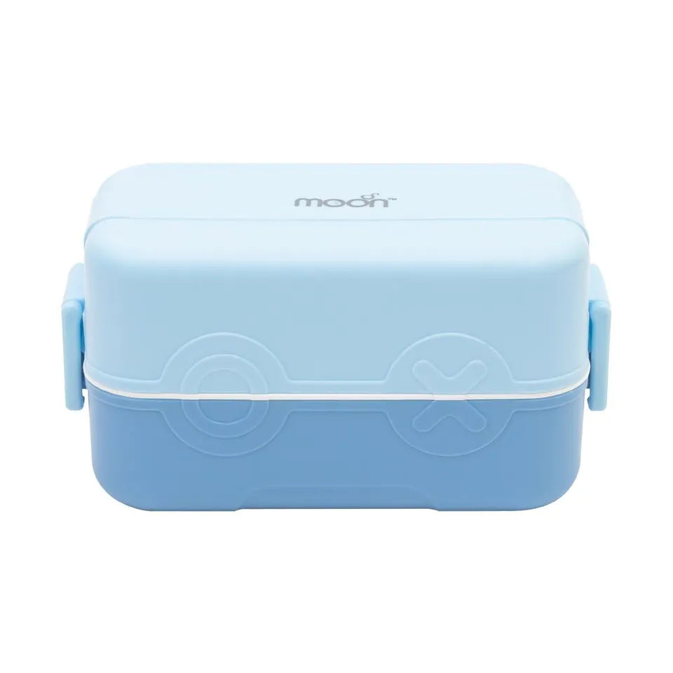 Moon - Kids' Bento Two Tier Lunch Box With Spoon & Seasoning Box - Blue