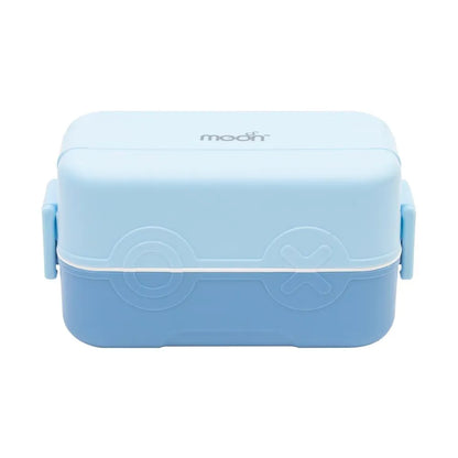 Moon - Kids' Bento Two Tier Lunch Box With Spoon & Seasoning Box - Blue
