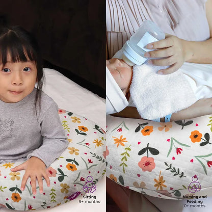 Moon - Portable Breast Feeding Pillow With Zippered Cover - Flowers