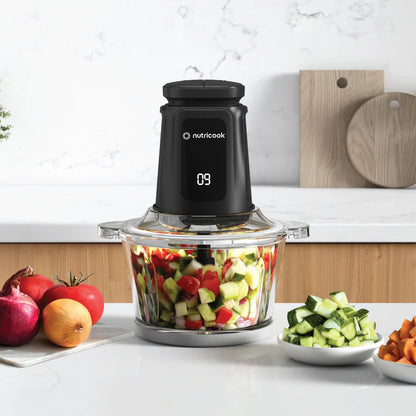 Nutricook XL Food Chopper with 1.2L Glass Bowl, 500W, Black, NC-CH1200