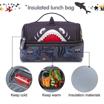 Nohoo - Shark Insulated Lunch Bag - Grey