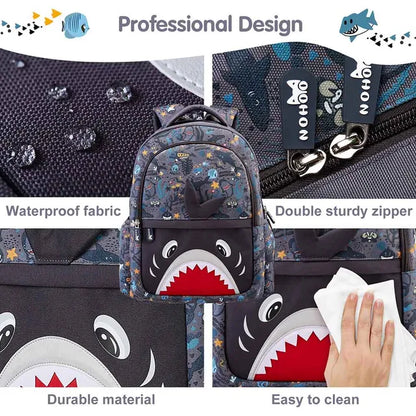 Nohoo - 16" Shark School Backpack - Grey