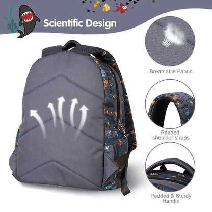 Nohoo - 16" Shark School Backpack - Grey